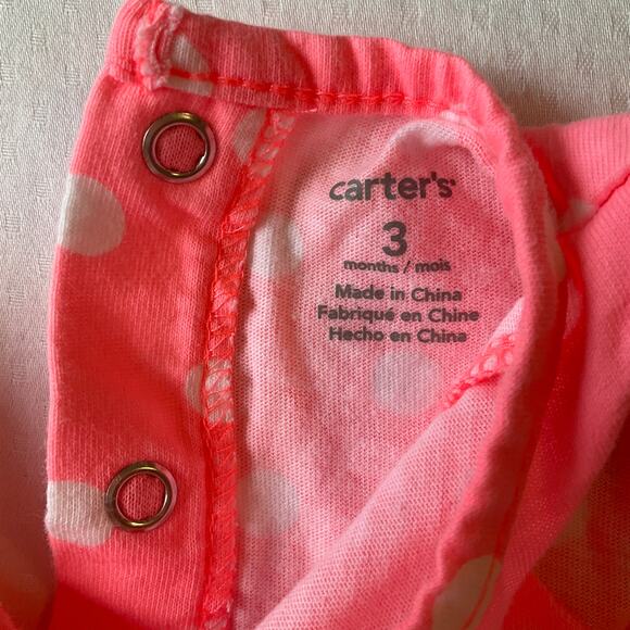 Carter’s Baby Girl Onesie size 3M Bright Pink & Little Me size 6M Pink Floral - Picture 3 of 6
